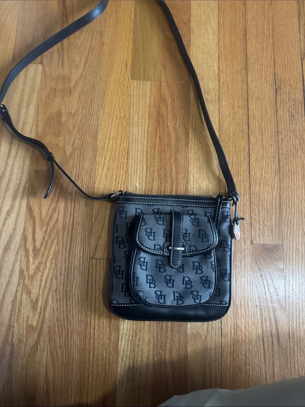 Dooney & Bourke Black and Gray DB Logo Crossbody Bag